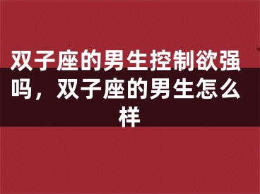 双子座的男生控制欲强吗，双子座的男生怎么样
