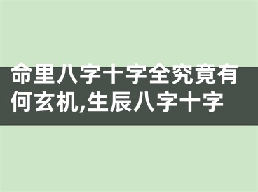 命里八字十字全究竟有何玄机,生辰八字十字