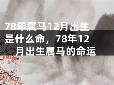 78年属马12月出生是什么命，78年12月出生属马的命运
