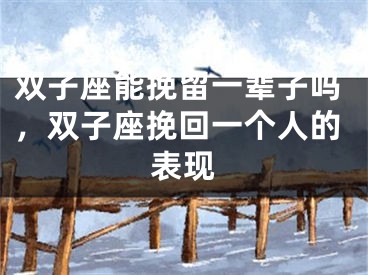 双子座能挽留一辈子吗，双子座挽回一个人的表现