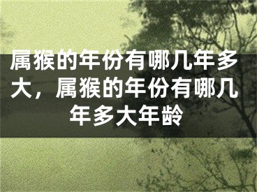 属猴的年份有哪几年多大，属猴的年份有哪几年多大年龄