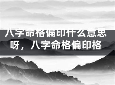 八字命格偏印什么意思呀，八字命格偏印格