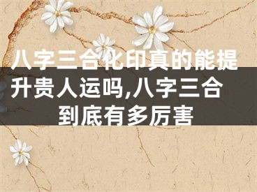 八字三合化印真的能提升贵人运吗,八字三合到底有多厉害