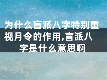 为什么盲派八字特别重视月令的作用,盲派八字是什么意思啊