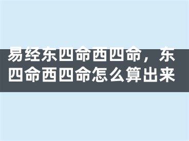 易经东四命西四命，东四命西四命怎么算出来