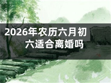 2026年农历六月初六适合离婚吗