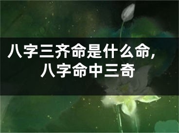 八字三齐命是什么命,八字命中三奇