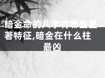 暗金命的八字有哪些显著特征,暗金在什么柱最凶