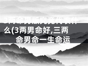 3两命男版究竟代表什么(3两男命好,三两命男命一生命运