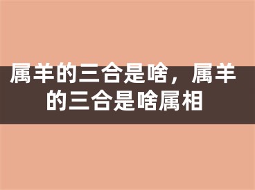 属羊的三合是啥,属羊的三合是啥属相