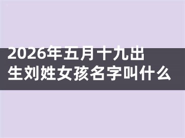 2026年五月十九出生刘姓女孩名字叫什么