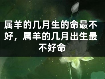 属羊的几月生的命最不好，属羊的几月出生最不好命