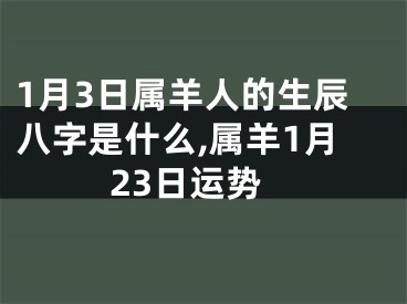 1月3日属羊人的生辰八字是什么,属羊1月23日运势