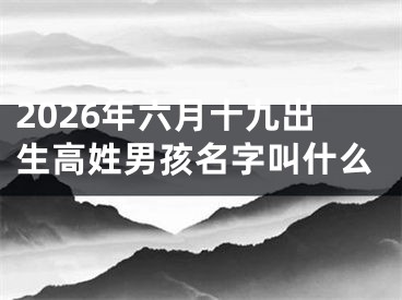 2026年六月十九出生高姓男孩名字叫什么