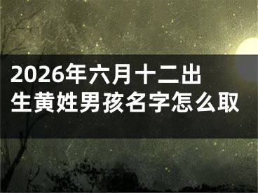 2026年六月十二出生黄姓男孩名字怎么取