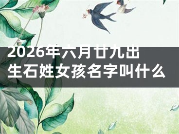2026年六月廿九出生石姓女孩名字叫什么