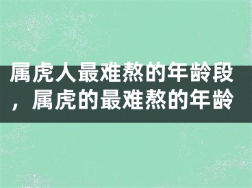 属虎人最难熬的年龄段，属虎的最难熬的年龄