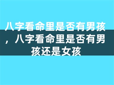 八字看命里是否有男孩，八字看命里是否有男孩还是女孩