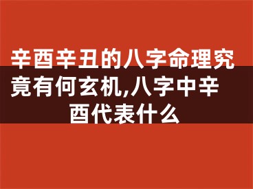 辛酉辛丑的八字命理究竟有何玄机,八字中辛酉代表什么