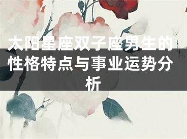 太阳星座双子座男生的性格特点与事业运势分析
