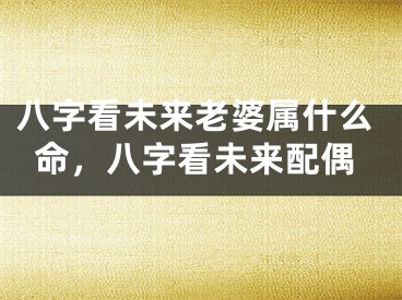 八字看未来老婆属什么命，八字看未来配偶