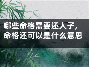 哪些命格需要还人子,命格还可以是什么意思