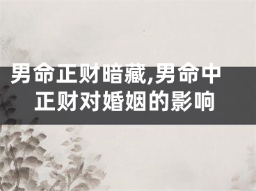 男命正财暗藏,男命中正财对婚姻的影响