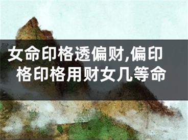 女命印格透偏财,偏印格印格用财女几等命