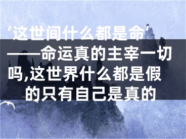 ‘这世间什么都是命’——命运真的主宰一切吗,这世界什么都是假的只有自己是真的