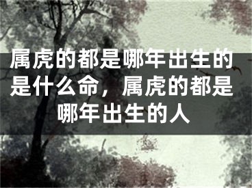 属虎的都是哪年出生的是什么命，属虎的都是哪年出生的人