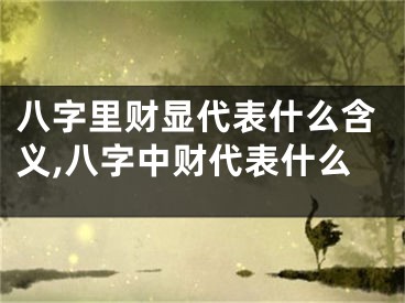 八字里财显代表什么含义,八字中财代表什么