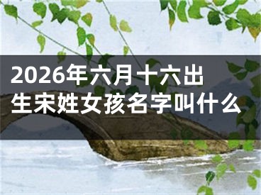 2026年六月十六出生宋姓女孩名字叫什么