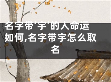 名字带‘宇’的人命运如何,名字带宇怎么取名