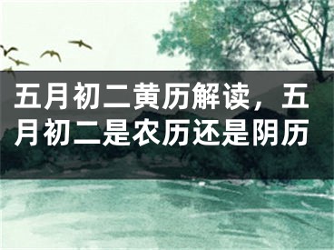 五月初二黄历解读，五月初二是农历还是阴历