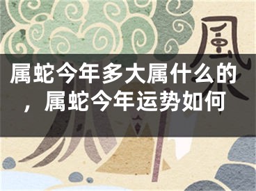 属蛇今年多大属什么的，属蛇今年运势如何