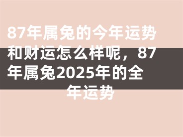 87年属兔的今年运势和财运怎么样呢，87年属兔2025年的全年运势