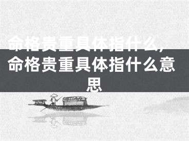 命格贵重具体指什么,命格贵重具体指什么意思