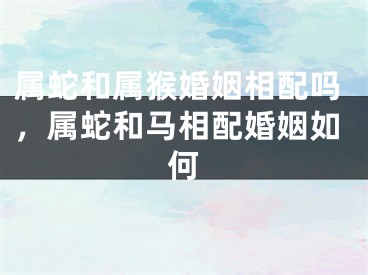属蛇和属猴婚姻相配吗，属蛇和马相配婚姻如何
