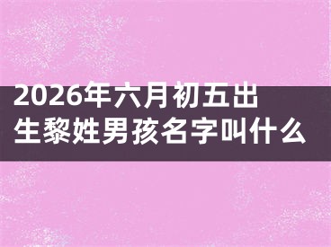 2026年六月初五出生黎姓男孩名字叫什么