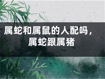 属蛇和属鼠的人配吗，属蛇跟属猪