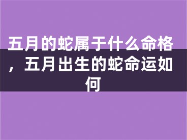 五月的蛇属于什么命格，五月出生的蛇命运如何