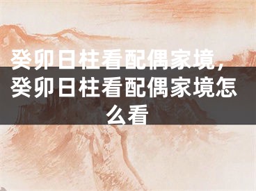 癸卯日柱看配偶家境，癸卯日柱看配偶家境怎么看