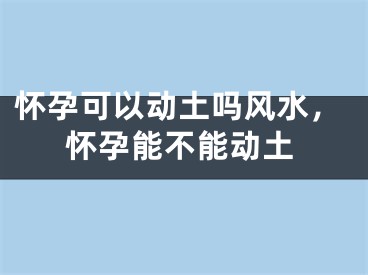 怀孕可以动土吗风水,怀孕能不能动土