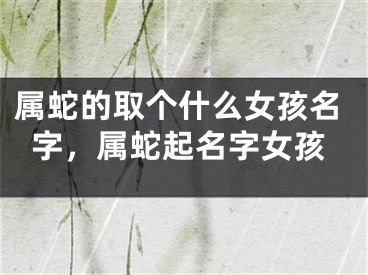 属蛇的取个什么女孩名字，属蛇起名字女孩