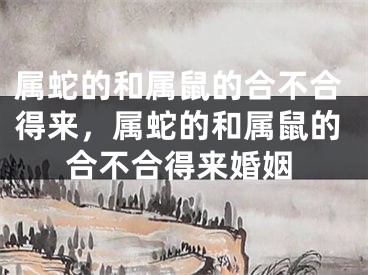 属蛇的和属鼠的合不合得来，属蛇的和属鼠的合不合得来婚姻
