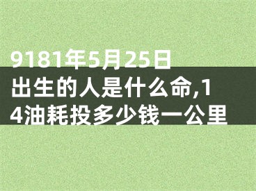 9181年5月25日出生的人是什么命,14油耗投多少钱一公里