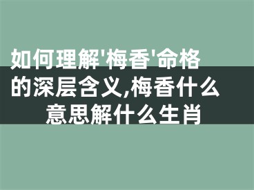 如何理解'梅香'命格的深层含义,梅香什么意思解什么生肖