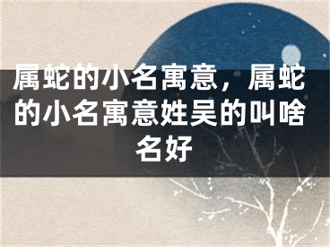 属蛇的小名寓意，属蛇的小名寓意姓吴的叫啥名好