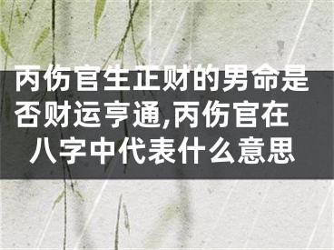 丙伤官生正财的男命是否财运亨通,丙伤官在八字中代表什么意思
