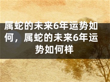 属蛇的未来6年运势如何，属蛇的未来6年运势如何样